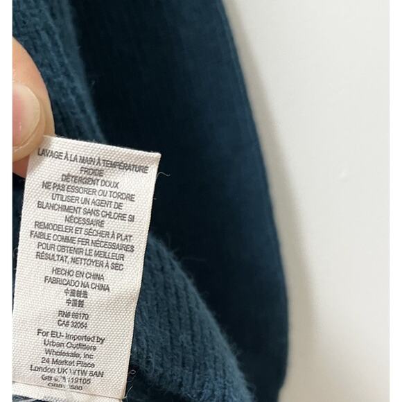 Free People Easy Street Ribbed Tunic Sweater Size S Teal Blue Oversized Bohemian - Picture 7 of 7